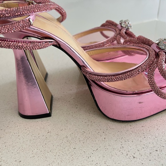 MACH & MACH Double Crystal Bow Platform Pump Pink EU 38 - Picture 2 of 7